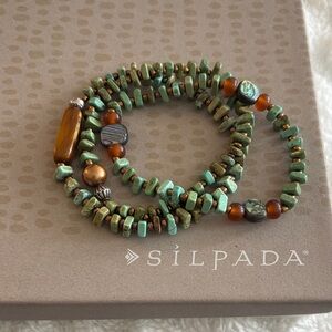 Silpada Turquoise and Amber Beaded Bracelet Set